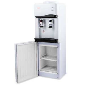 Distribuitor de apă Zass ZWD 02 CR cu compresor și agent frigorific, putere de răcire 80W, agent frigorific R600a, alb, vedere din față, ușă deschisă - Dozatoare de apă