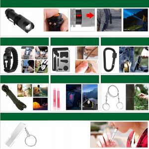 Kit complet de supravietuire multifunctional 92 in 1,Instrumente profesionale multifunctionale, vanatoare, drumetii, alpinism si aventuri in aer liber, Negru 136188102 - Scule multifuncționale