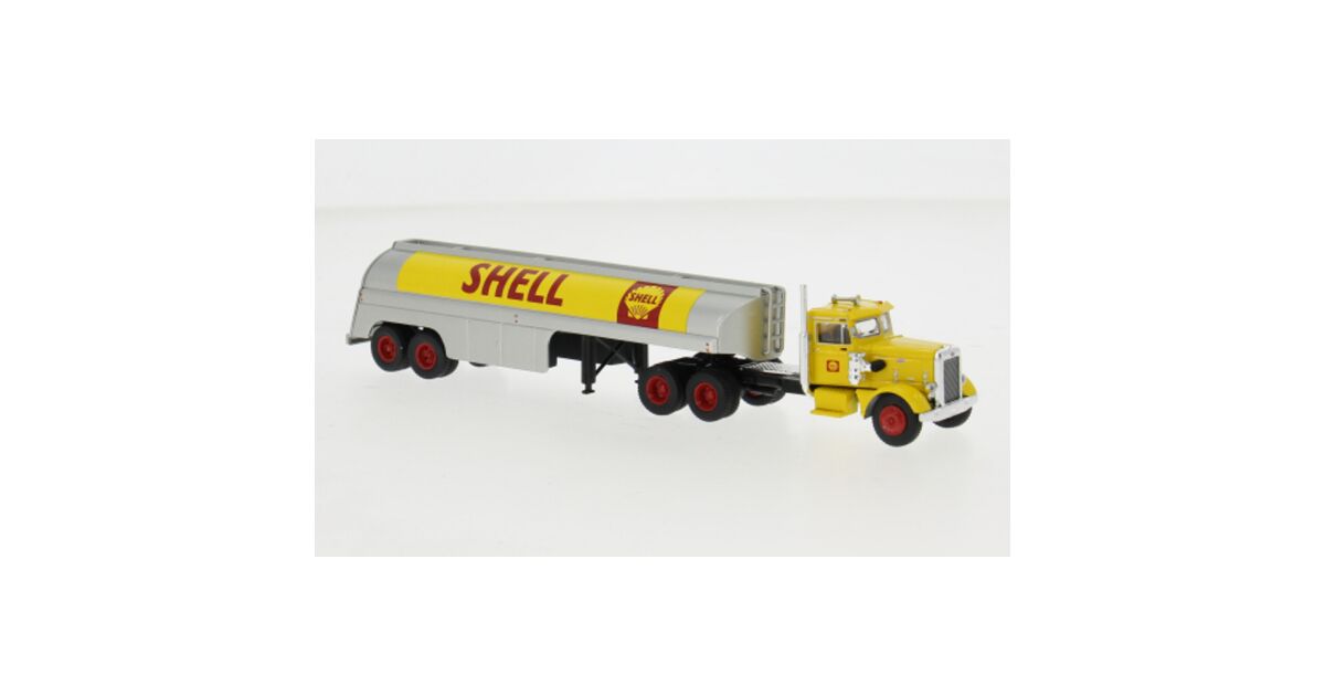 Brekina 1955 Peterbilt 281 Truck Tractor Orange with Black Stripes 1/87 (HO) Scale Model Car by Brekina 1955 Peterbilt 281 Truck Tractor Orange with Black Stripes 1/87 (HO) Scale Model Car by