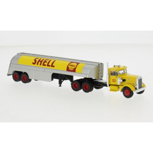 Brekina Peterbilt 281 Shell tartálykocsi modell, 1:87 méretarányú gyűjthető - Modell és makett