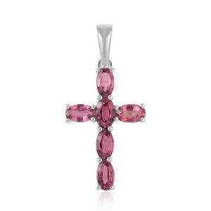Kereszt Ezüst Medál Cruzeroi Rubellittel, ROS208 129850742 - Női kiegészítő