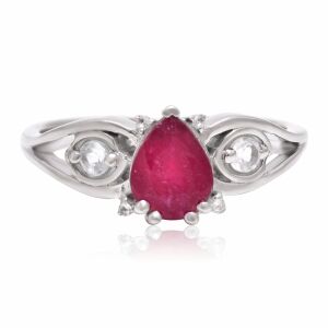 Ezüst Gyűrű Madagaszkári Rubinnal és Fehér Topázzal, XMP023/57 129850802 - Női kiegészítő