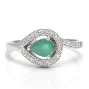 Ezüst Gyűrű Brazil Smaragddal és Fehér Topázzal, XMP033/54 129850815 - Női kiegészítő