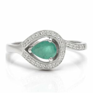 Ezüst Gyűrű Brazil Smaragddal és Fehér Topázzal, XMP033/57 129850818 - Női kiegészítő