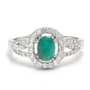 Ezüst Gyűrű Brazil Smaragddal és Fehér Topázzal, XMP035/54 129850820 - Női kiegészítő