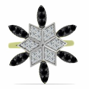 Arannyal Bevont Ezüst Gyűrű Fekete Spinellel és Fehér Topázzal, Y59268/59 129851121 - Női kiegészítő