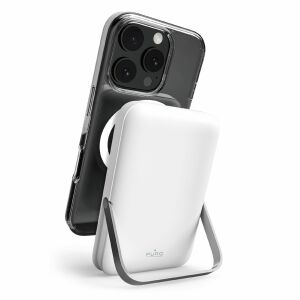 Puro 10000mAh MagSafe vezeték nélküli külső akkumulátor alumínium állvánnyal, fehér, iPhone töltés - Puro