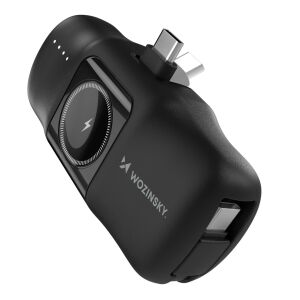 Wozinsky WF16-YCS mini power bank beépített USB-C kábellel és Apple Watch töltővel - fekete - Wozinsky
