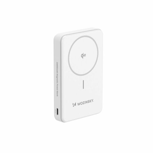 Wozinsky WLWP-10KA0Y3WS 22.5W PD Qi2 10000 mAh külső akkumulátor, állvánnyal, 1x USB-A, 1x USB-C - fehér