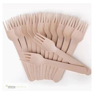 Elena Małe drewniane widelczyki 95 mm (100 szt.) 129863566 - Sztućce jednorazowe