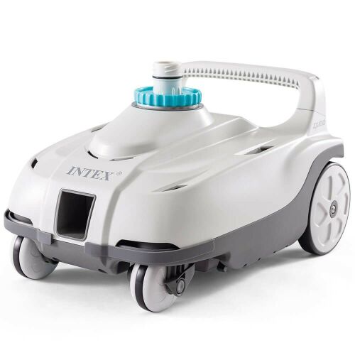 INTEX Deluxe Auto Pool Cleaner ZX100, robot de curățare a piscinei, alb și gri, cu roți și conexiune la furtun
