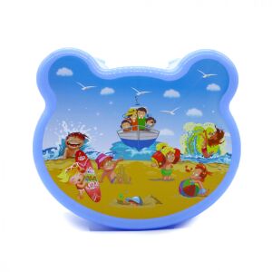 Kék műanyag fellépő szék tengerparti mintával, tökéletes a gyerekeknek a mosdó vagy a WC eléréséhez - Létra & Állvány