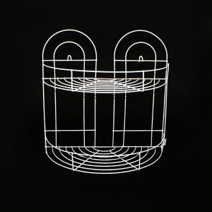 Fehér fémből készült félkör alakú polc, 2 szinttel, fürdőszobai sarokpolc - Fürdőszoba bútor