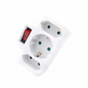 Entac hálózati adapter 3-as, kapcsolóval (1 földelt,2 Euro) Nr. EPAG-1EE2E-SW 129873518 - Entac
