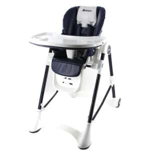 Moja prvá detská výškovo nastaviteľná stolička na kŕmenie s dvojitým podnosom #darkblue-white