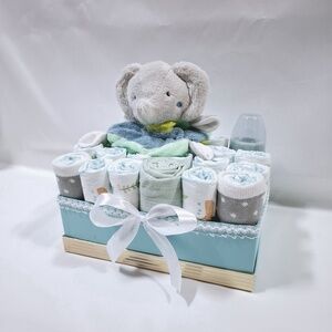 Kis elefánt baba box ,pelenkatorta 6-10kg, pelenkatorony, babaváró csomag, kelengye 129852766 - Művészet & Hobbi