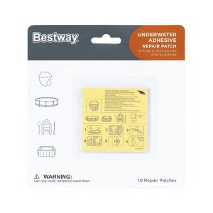 Bestway Unterwasser-Klebe-Reparaturflicken, 6,55 sq. in. (42,3 qcm), 10 Aufkleber-Flicken Verpackung - Klebebänder