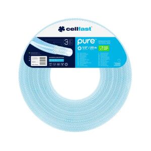 Cellfast Pure 12,5 mm x 20 m ivóvíztömlő, 3 rétegű POE, fehér alapon feltekert - Cellfast