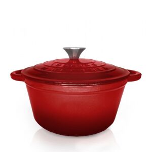 Zománcozott öntöttvas féledény + fedél 24x11,5 cm, 4l, piros vonal, főzés: Heinner HR-KN-SM4