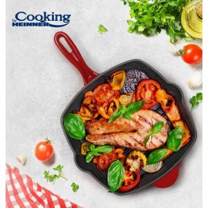 Heinner Cooking by Heinner червена чугунена грил тава със сьомга и зеленчуци - Тигани за готвене и печене