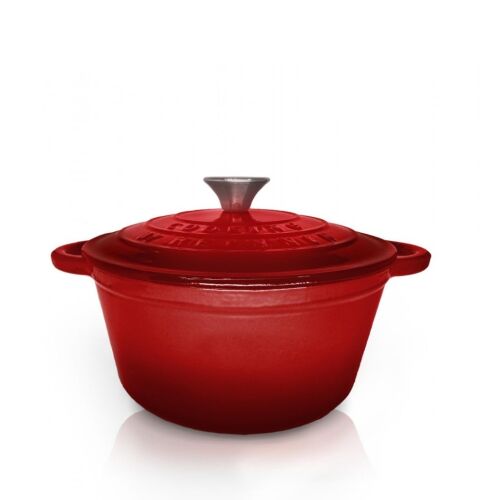 Oală din fontă emailată roșie Heinner cu capac, 2.4L