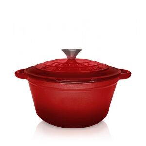 Heinner 2.9L piros öntöttvas edény fedővel fehér háttérrel - Heinner