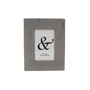 Elegancka ramka na zdjęcia 18x23 cm – aksamit, szara z kryształkami 129901001 - Ramka na zdjęcia