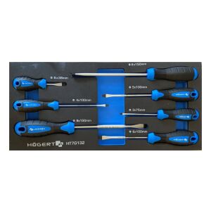 Hoegert HT7G132 7 darabos csavarhúzó készlet, lapos fejű csavarhúzók, kék és fekete nyél - Hogert