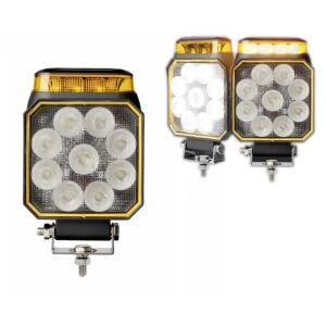Lampă de lucru LED cu bliț portocaliu, 14W, 9 cipuri LED, 900LM, rezistent la apă IP67 & IP69K, 12-24V, 4 moduri de intermitență - Lămpi de lucru