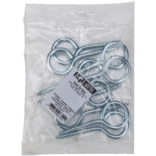 10 darabos HGUa00194 Csavarfejű horog, 5 mm átmérő, 75 mm hosszúság, ezüst - EvoTools