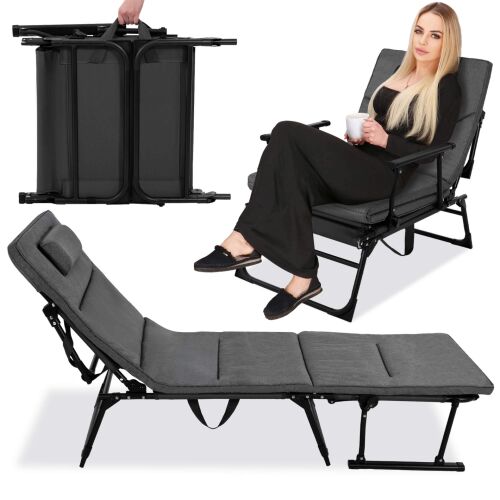 Springos Gc0067 garden chair, sun lounger, and folded view in collage