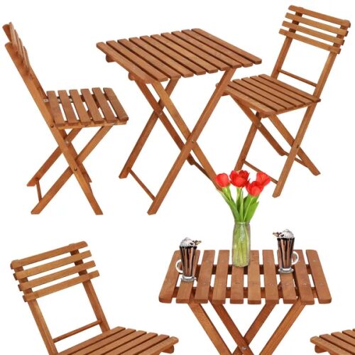 Set de balcon pliabil din lemn Bs001lb cu masă și scaune, colaj