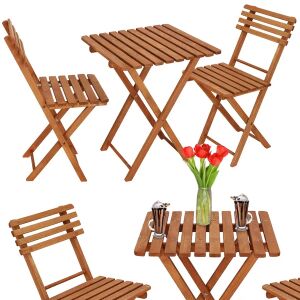 Bs001lb wooden folding balcony set with table and chairs, collage - Garden Set