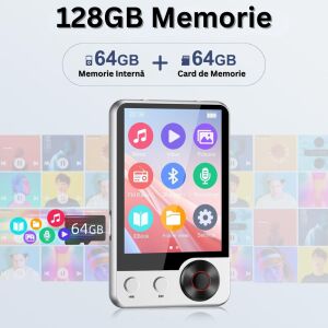 128 GB-os MP3 lejátszó érintőképernyővel, Bluetooth 5.3, HiFi hangzás, beépített hangszóró és FM rádió - MP3 & MP4 lejátszó