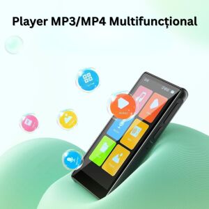 MP3/MP4 lejátszó érintőképernyővel, 4 hüvelykes, Bluetooth 5.0, 80GB, 128GB SD kártya, HiFi, FM rádió, e-könyv, hangrögzítő, ébresztő, USB-C, fejhallgató, fekete - MP3 & MP4 lejátszó