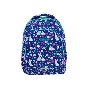 AstraBAG BABY BUNNY iskolai hátizsák, elölnézet, nyuszi és virágos design - Astra