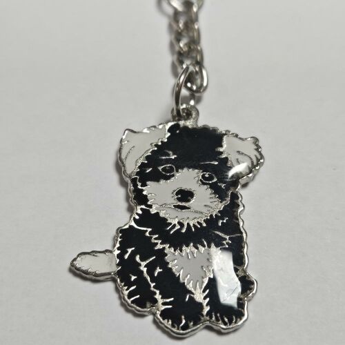 Bichon Máltai kutya kulcstartó, fekete-fehér, fém, aranyos, ajándék - Ajándék kulcstartó