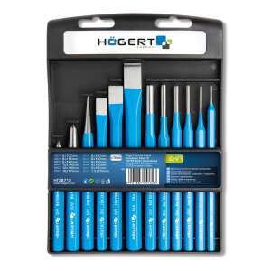 Högert HT3B712 12-piece chisel and punch set in plastic case - Chisel