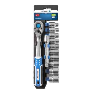 Комплект вложки с тресчотка Högert 1/2", 11 части, 72 зъба, HT1R332 - Сортер за инструменти и части, Набор от инструменти, Стълба и изпълнител, Индустриална система от рафтове и Батерия и зарядно устройство за инструменти