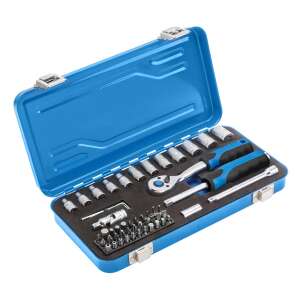 Högert 53-piece 1/4" socket and bit set in blue metal case - Bit head