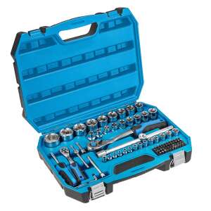 Högert 89-piece socket wrench and bit set in blue case, 1/4" and 1/2" drive - Tool Set