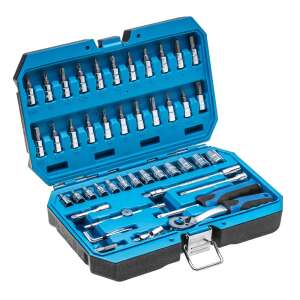Högert 46-piece socket and bit set in case, open view - Högert