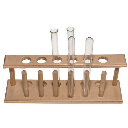 Holz-Reagenzglasständer, fasst 6 Reagenzgläser und 6 Trocknungsplätze, passt für Reagenzgläser mit 16-18 mm Durchmesser und einer Länge von 100-180 mm