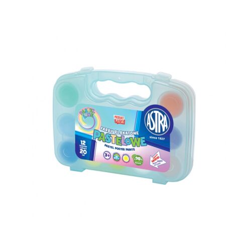 ASTRA Tempera pasztellfestékek tégelyben 12x20ml, műanyag tok + ecset, 301122007