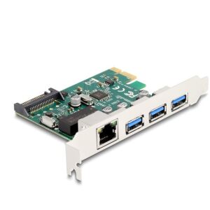 Delock PCI Express x1 Kártya - 3 x USB 5 Gbps A-típusú anya + 1 x Gigabit LAN 129968383 - USB bővítő