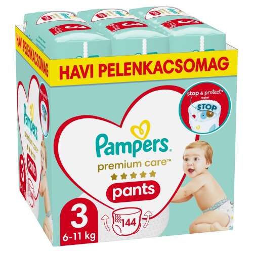 Pampers Premium Care Pants havi Pelenkacsomag 6-11kg Midi 3 (144db)