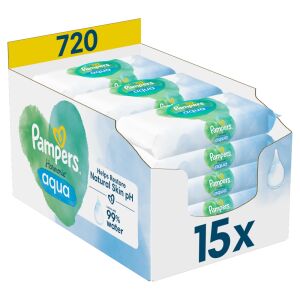 Pampers Aqua Plastic Free Törlőkendő 15x48db 118759068