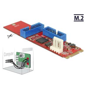 Delock Átalakító, M.2 aljzat B+M nyílással, csatlakozódugó &gt; 2 x USB 3.0-s csatlakozósor 129973924 - USB bővítő