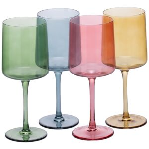Zestaw 4 kolorowych kieliszków do wina Navaris, 400 ml, ze stopką, nowoczesny design - Szkło