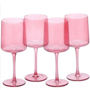 Set de 4 pahare de vin roz, Navaris, 400 ml, design modern - Pahare